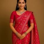 Majestic Maroon Flower Saree