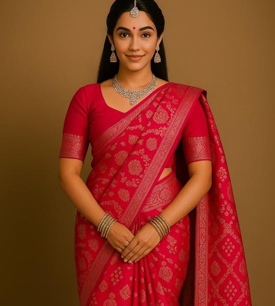 Majestic Maroon Flower Saree