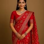 Imperial Red Gold Saree