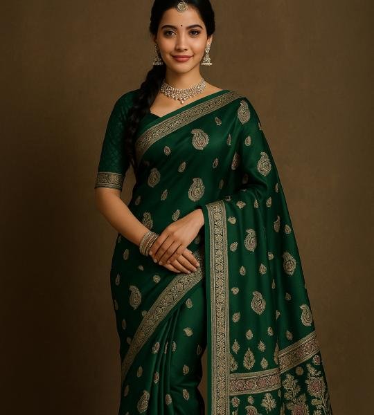 Graphite Blossom Heritage Saree