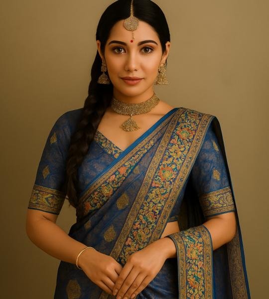 Velvet Night Floral Saree