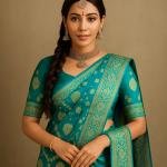 Ocean Gold Floral Saree