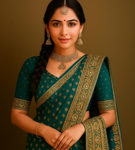 Deep Green Vine Saree