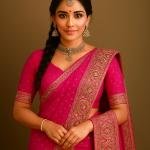 Magenta Glow Stone Leaf Saree