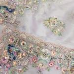 Moonlight Feather Aari Work Saree