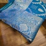 Azure Gold Bloom Saree