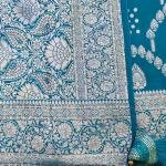 Azure Gold Bloom Saree