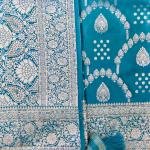 Azure Gold Bloom Saree