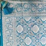 Azure Gold Bloom Saree