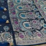 Indigo Glow Leaf Stone Saree