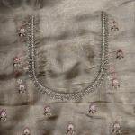 Silver Taupe Aari Flower Saree