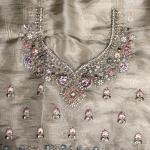 Silver Taupe Aari Flower Saree